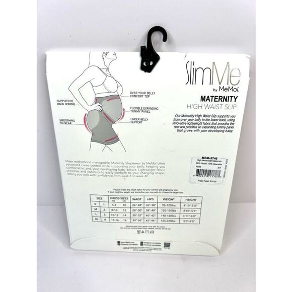 MeMoi Slim Me Size Small Women's High-Waist Nylon Maternity Slip Nude NEW Sealed - Picture 2 of 12